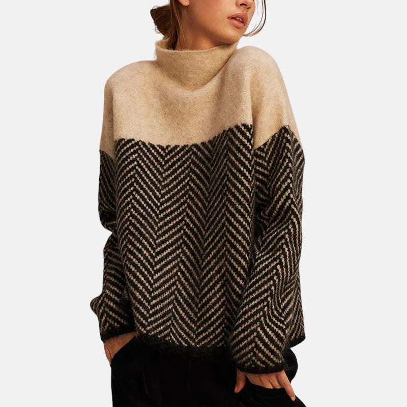 Eva - Fischgrät-Muster Strickpullover