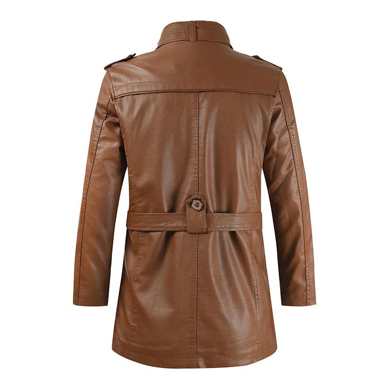 Elegante Lange Biker Lederjacke